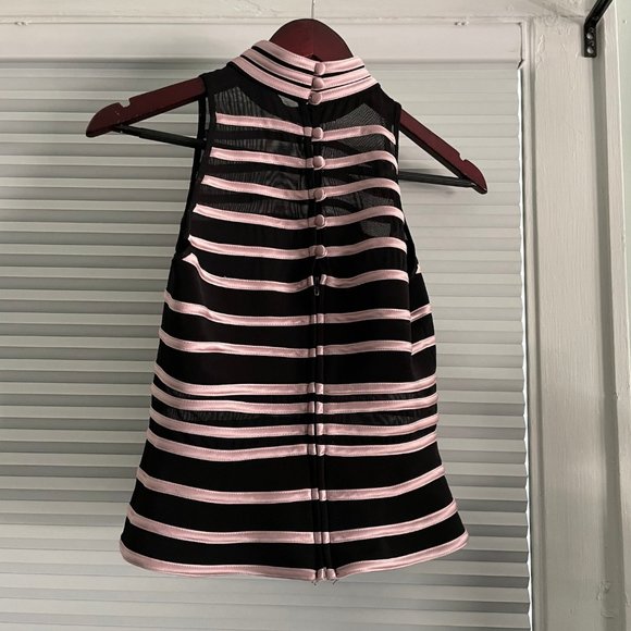 JS Collections Semi Sheer Pink Top - Picture 2 of 3